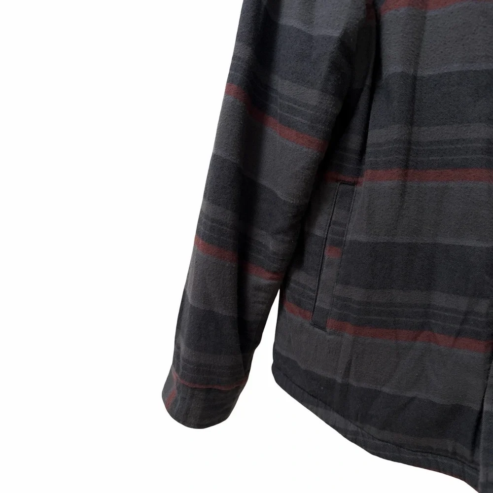 The North Face Mens Campshire Sherpa Lined Snap Jacket Size M Gray Plaid Shacket
